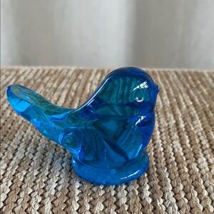 VTG Leo Ward Blue Bird of Happiness Art Glass Figurine Signed